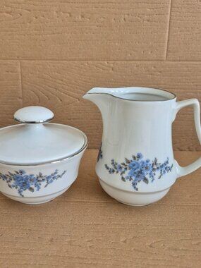 Vintage Henneberg GDR Porcelain Creamer & Sugar Bowl Set Floral Pattern